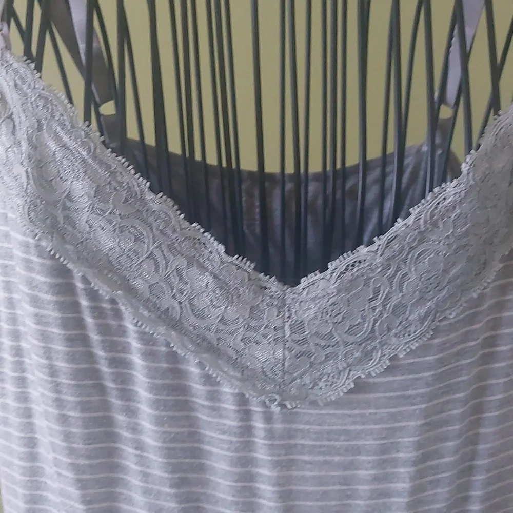 🌟HOST PICK🌟,GAP, Size L, Nursing Striped Lace-Trim Nightgown - Picture 2 of 9